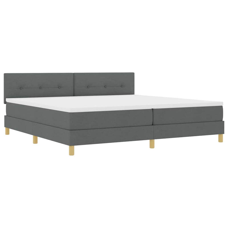 vidaXL Boxrugós ágy matracmal Sötétszürke 200 x 200 cm szövet