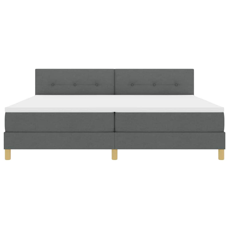 vidaXL Boxrugós ágy matracmal Sötétszürke 200 x 200 cm szövet
