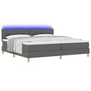 vidaXL LED Box Spring Ágy fejtámlával Sötétszürke 200 x 200 cm szövet