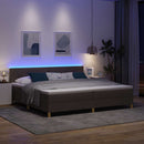 vidaXL LED Box Spring Ágy fejtámlával Sötét Barna 200 x 200 cm szövet