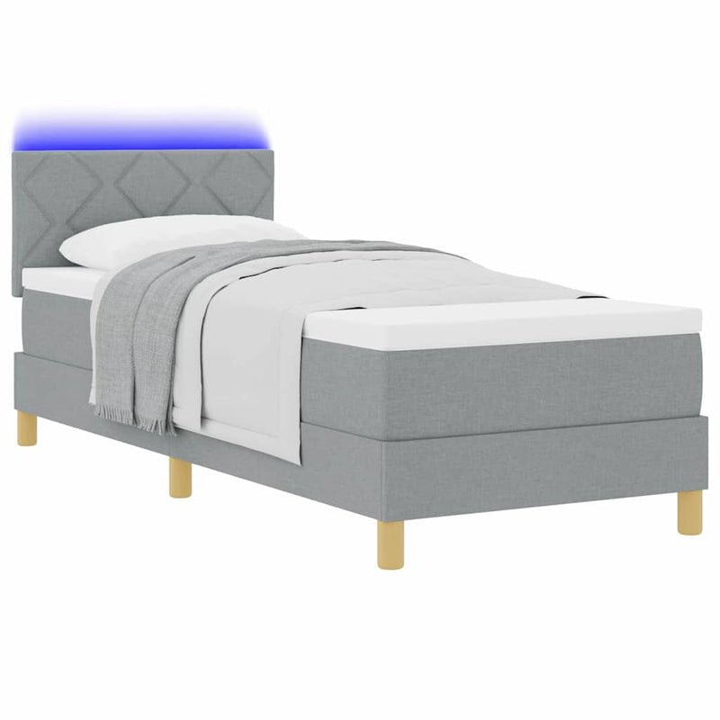 vidaXL Boxrugós ágy matracmal Világosszürke 80 x 200 cm szövet