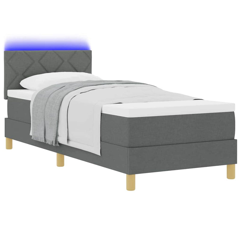 vidaXL Boxrugós ágy matracmal Sötétszürke 80 x 200 cm szövet