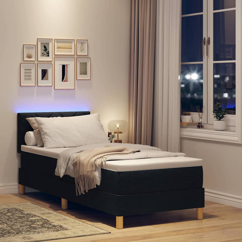 vidaXL Boxrugós ágy matracmal fejtámlával Fekete 80 x 200 cm szövet