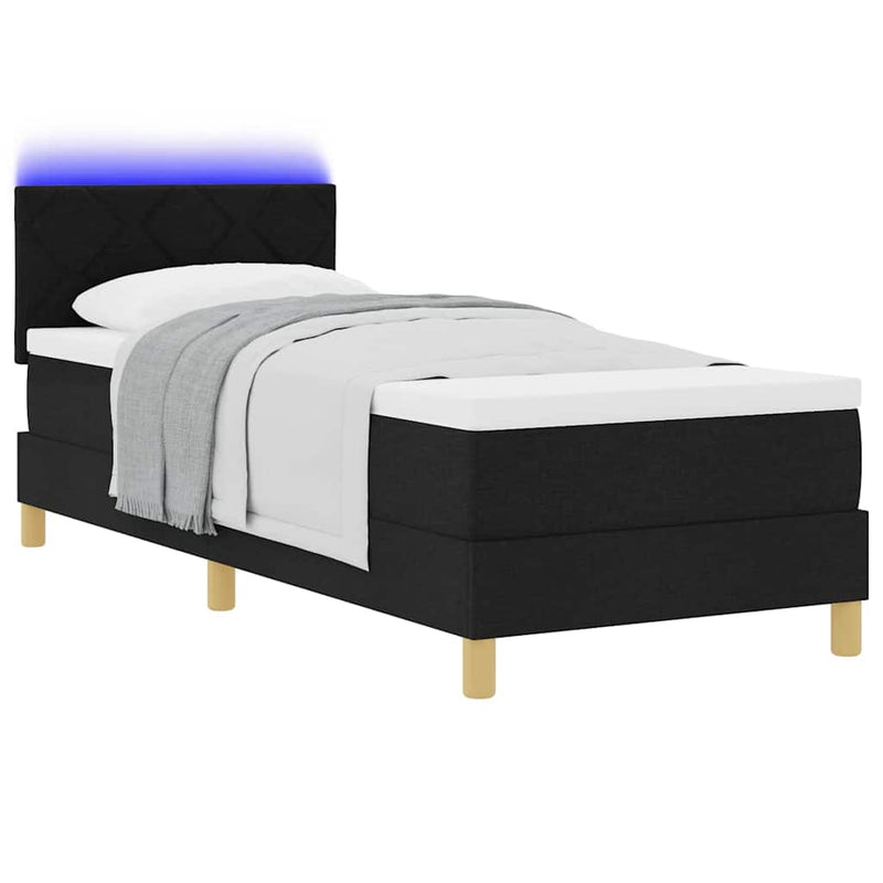 vidaXL Boxrugós ágy matracmal fejtámlával Fekete 80 x 200 cm szövet