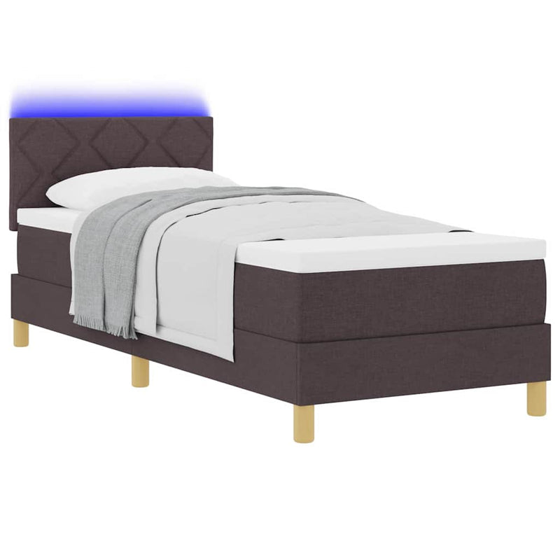 vidaXL Boxrugós ágy matracmal sötétbarna 80 x 200 cm szövet