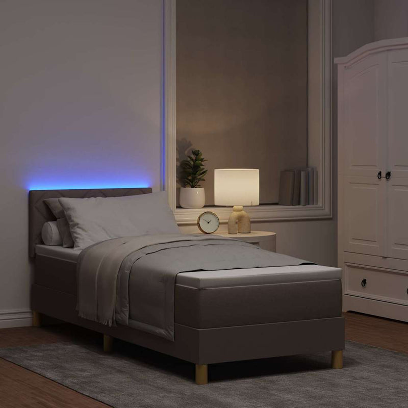 vidaXL Boxrugós ágy matracmal fejtámlával Tópszínű 80 x 200 cm szövet