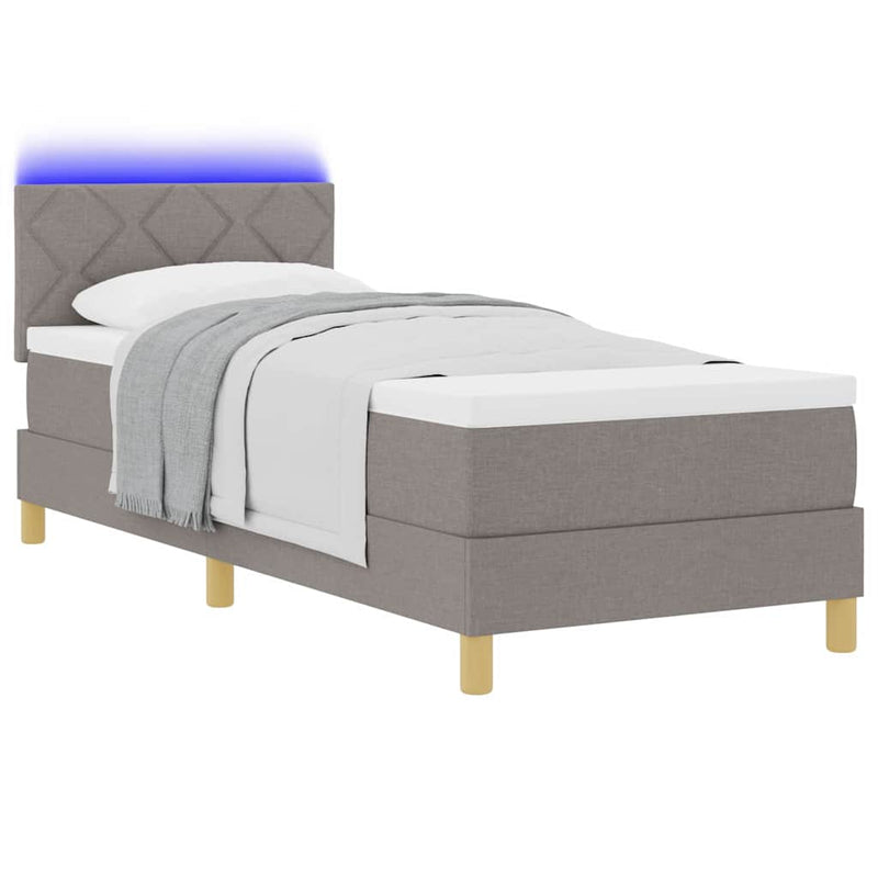 vidaXL Boxrugós ágy matracmal fejtámlával Tópszínű 80 x 200 cm szövet