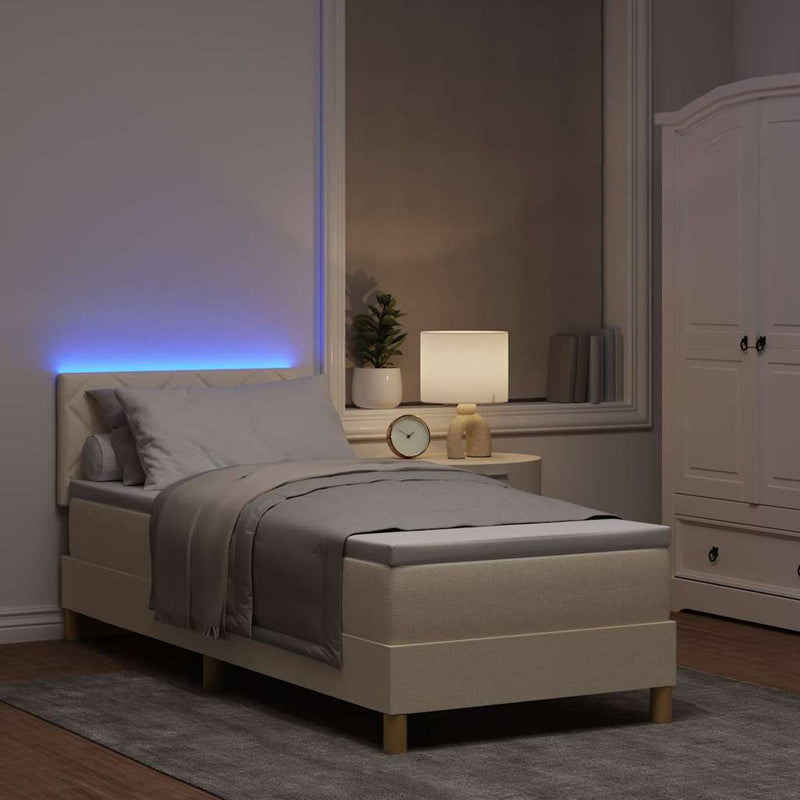 vidaXL Boxrugós ágy matracmal fejtámlával Krém 80 x 200 cm szövet