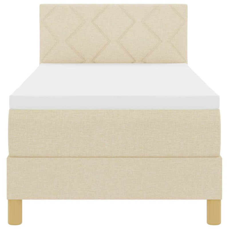 vidaXL Boxrugós ágy matracmal fejtámlával Krém 80 x 200 cm szövet