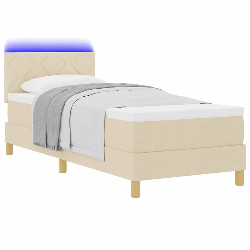 vidaXL Boxrugós ágy matracmal fejtámlával Krém 80 x 200 cm szövet