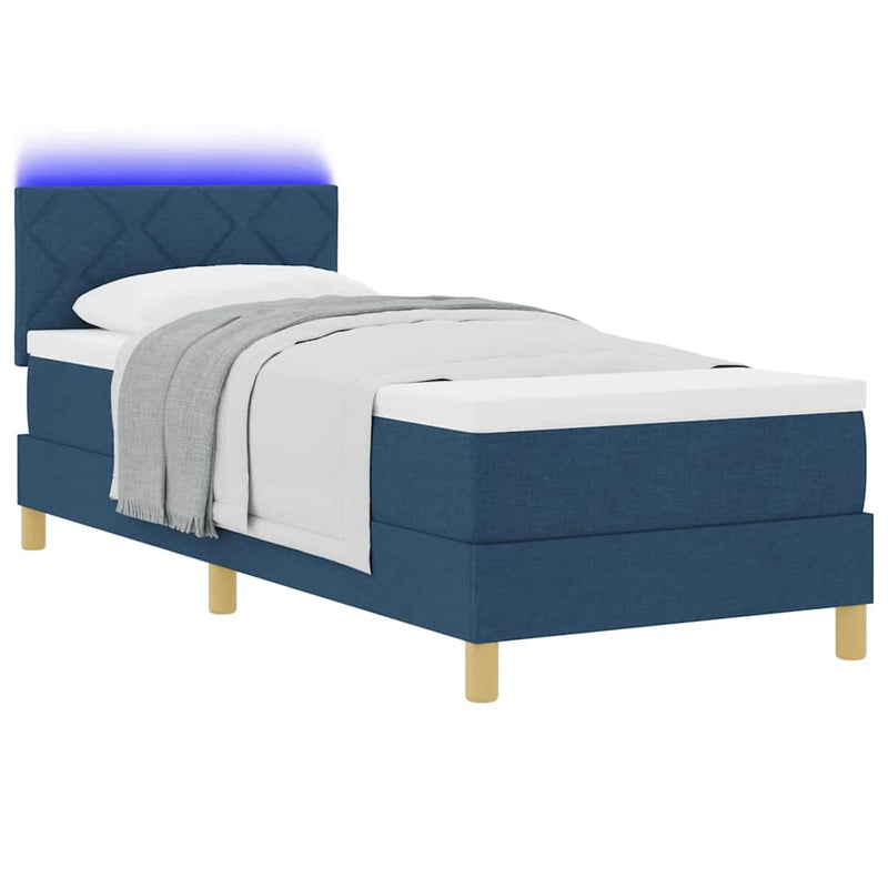 vidaXL Boxrugós ágy matracmal fejtámlával Kék 80 x 200 cm szövet