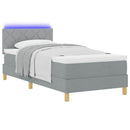 vidaXL LED Box Spring Ágy fejtámlával Világosszürke 90 x 200 cm szövet