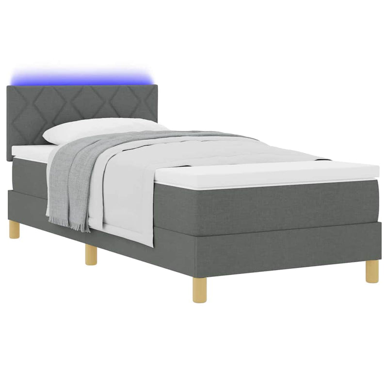 vidaXL Boxrugós ágy matracmal Sötétszürke 90 x 200 cm szövet