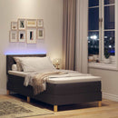 vidaXL LED Box Spring Ágy fejtámlával Sötét Barna 90 x 200 cm szövet