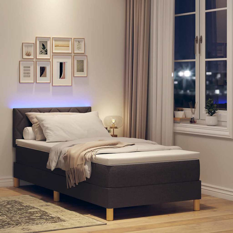 vidaXL Boxrugós ágy matracmal sötétbarna 90 x 200 cm szövet