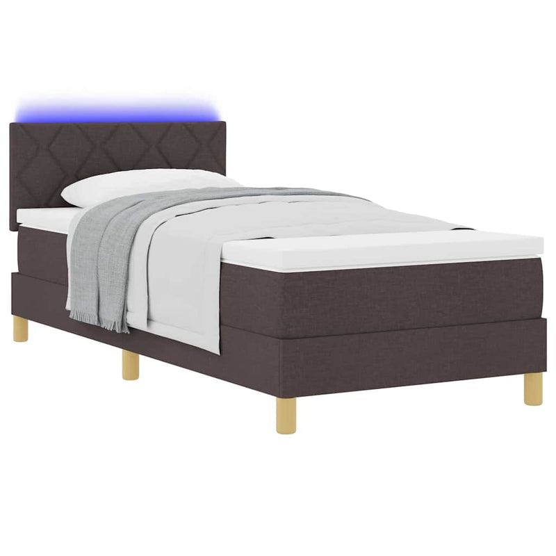 vidaXL Boxrugós ágy matracmal sötétbarna 90 x 200 cm szövet