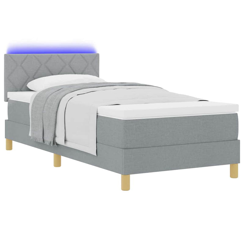 vidaXL Boxrugós ágy matracmal Világosszürke 100 x 200 cm szövet