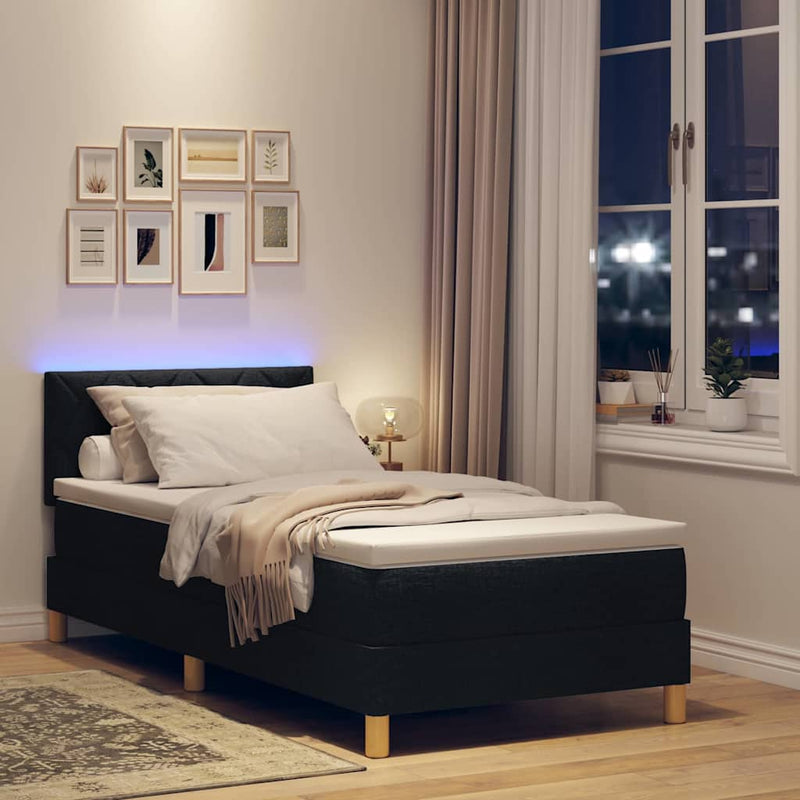 vidaXL Boxrugós ágy matracmal fejtámlával Fekete 100 x 200 cm szövet
