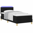 vidaXL LED Box Spring Ágy LED szalagokkal Fekete 100 x 200 cm szövet