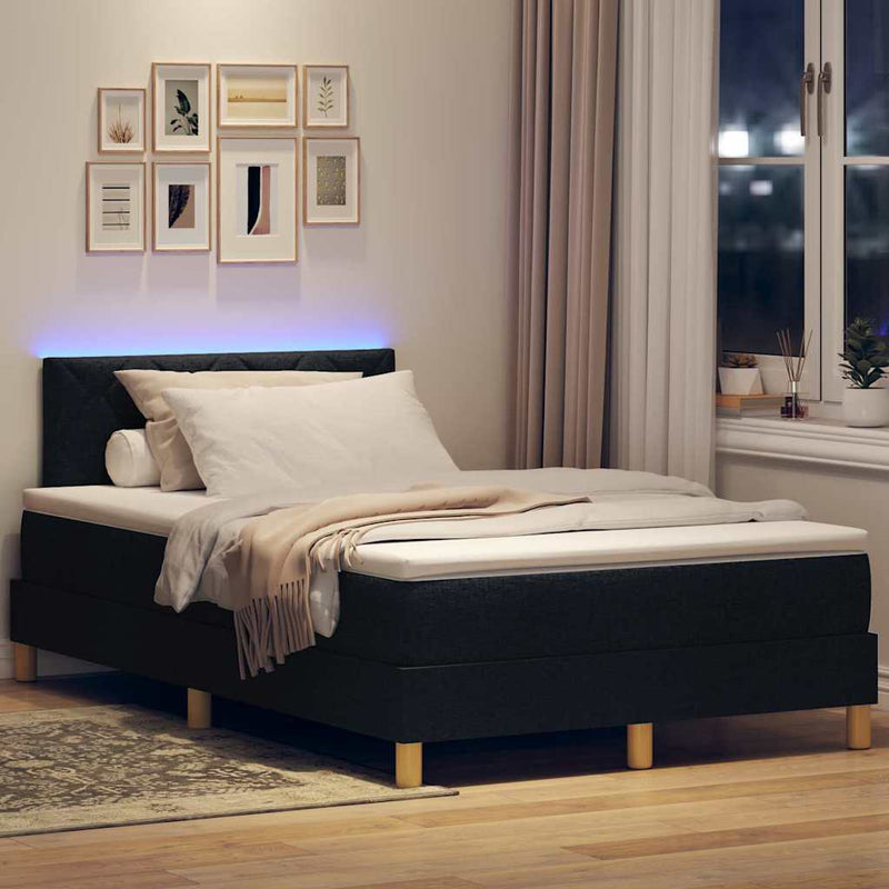 vidaXL Boxrugós ágy matracmal fejtámlával Fekete 120 x 190 cm szövet