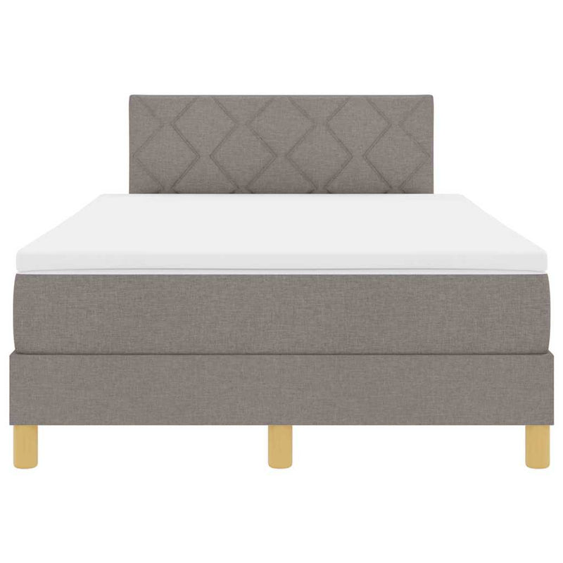 vidaXL Boxrugós ágy matracmal fejtámlával Tópszínű 120 x 190 cm szövet