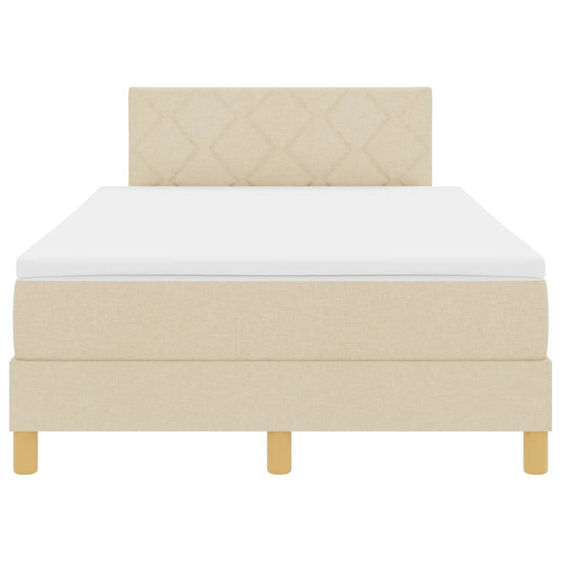 vidaXL Boxrugós ágy matracmal fejtámlával Krém 120 x 190 cm szövet