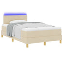 vidaXL LED Box Spring Ágy párnával Krém 120 x 190 cm szövet