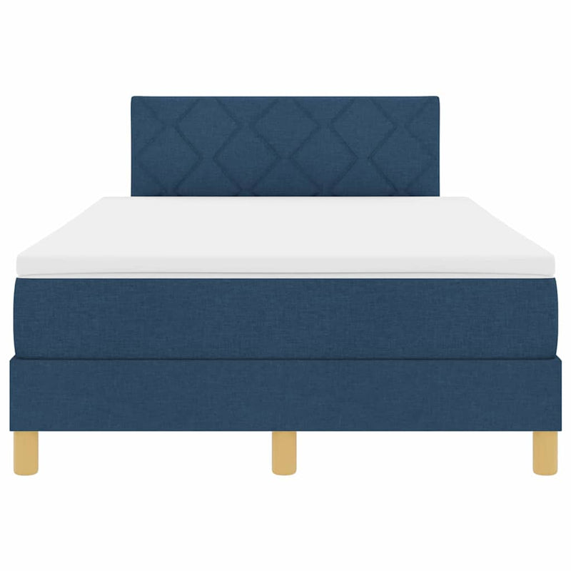 vidaXL Boxrugós ágy matracmal fejtámlával Kék 120 x 190 cm szövet