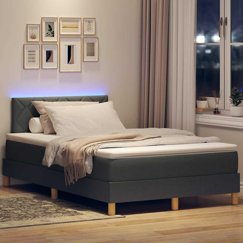 vidaXL Boxrugós ágy matracmal Sötétszürke 120 x 200 cm szövet