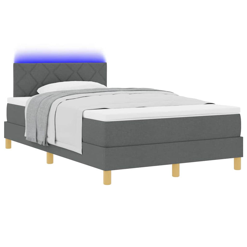 vidaXL Boxrugós ágy matracmal Sötétszürke 120 x 200 cm szövet