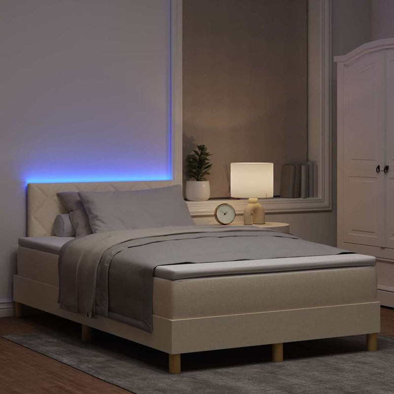 vidaXL Boxrugós ágy matracmal fejtámlával Krém 120 x 200 cm szövet