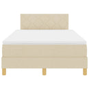 vidaXL Boxrugós ágy matracmal fejtámlával Krém 120 x 200 cm szövet