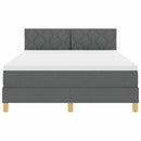 vidaXL LED Box Spring Ágy fejtámlával Sötétszürke 140 x 190 cm szövet