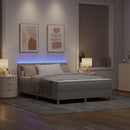 vidaXL LED Box Spring Ágy fejtámlával Tópszínű 140 x 190 cm szövet