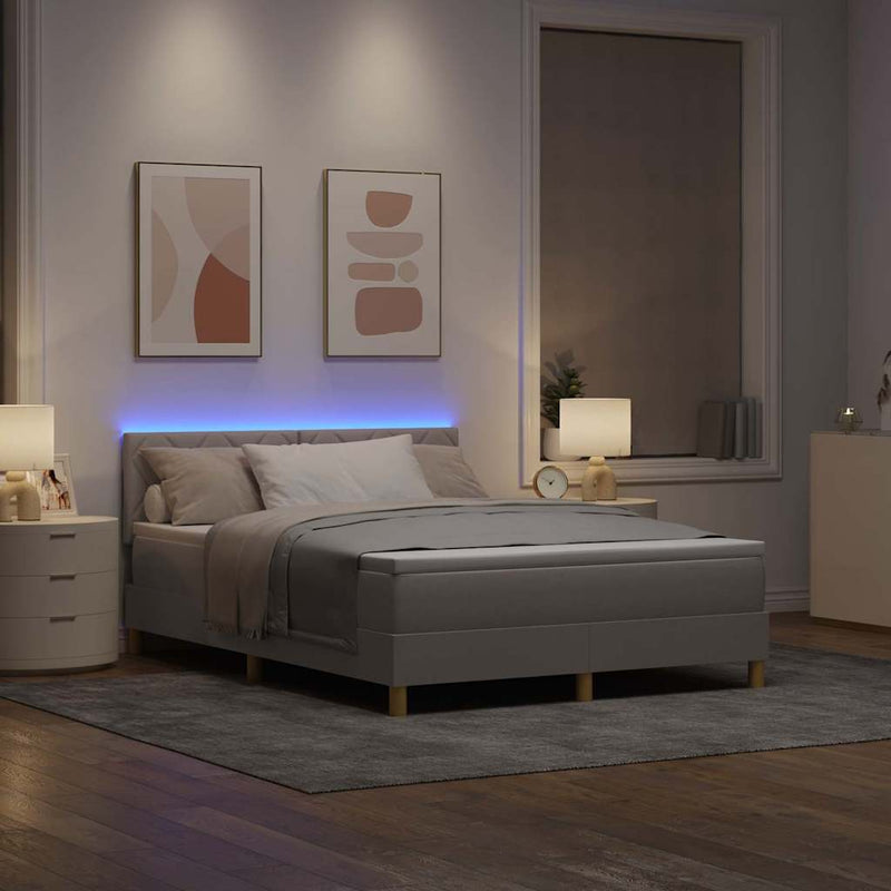 vidaXL Boxrugós ágy matracmal fejtámlával Tópszínű 140 x 190 cm szövet
