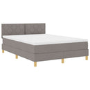 vidaXL LED Box Spring Ágy fejtámlával Tópszínű 140 x 190 cm szövet