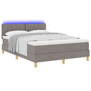 vidaXL LED Box Spring Ágy fejtámlával Tópszínű 140 x 190 cm szövet
