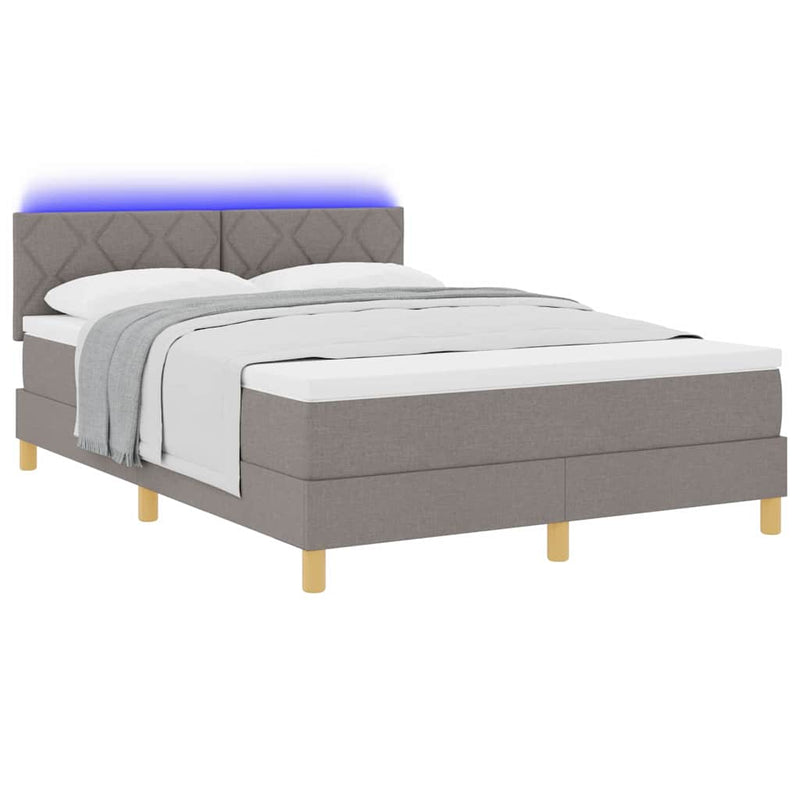 vidaXL Boxrugós ágy matracmal fejtámlával Tópszínű 140 x 190 cm szövet
