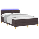 vidaXL LED Box Spring Ágy fejtámlával Sötét Barna 140 x 200 cm szövet