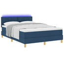 vidaXL LED Box Spring Ágy LED szalagokkal Kék 140 x 200 cm szövet