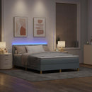 vidaXL LED Box Spring Ágy Világosszürke 160 x 200 cm szövet