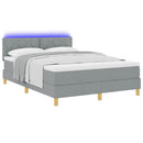 vidaXL LED Box Spring Ágy Világosszürke 160 x 200 cm szövet