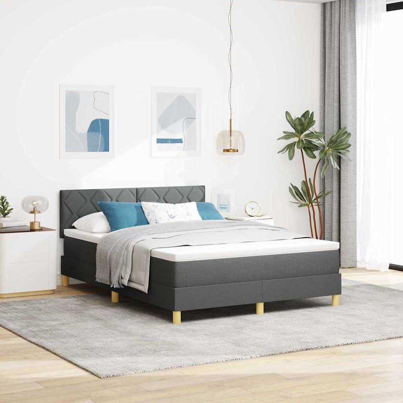 vidaXL Boxrugós ágy matracmal Sötétszürke 160 x 200 cm szövet