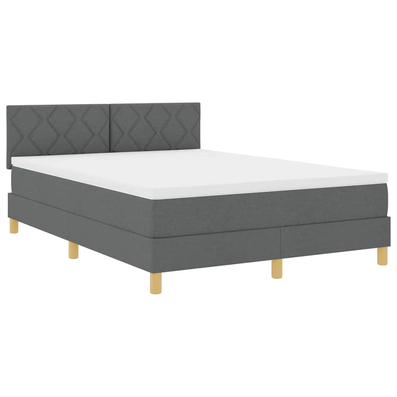 vidaXL Boxrugós ágy matracmal Sötétszürke 160 x 200 cm szövet