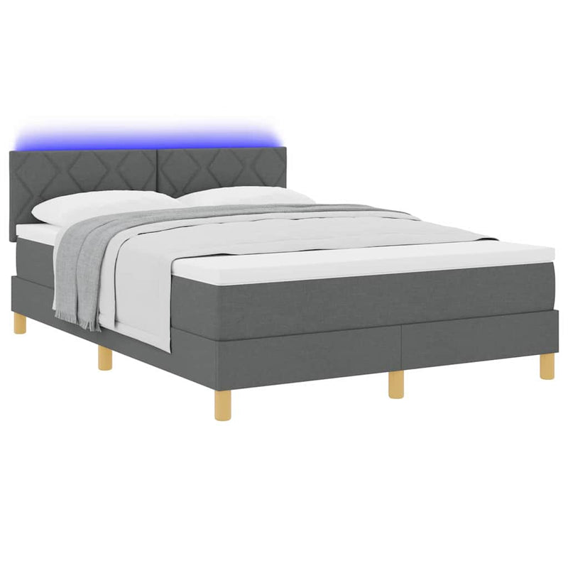 vidaXL Boxrugós ágy matracmal Sötétszürke 160 x 200 cm szövet