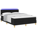 vidaXL LED Box Spring Ágy LED szalagokkal Fekete 160 x 200 cm szövet