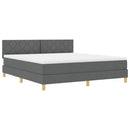 vidaXL LED Box Spring Ágy fejtámlával Sötétszürke 180 x 200 cm szövet