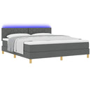 vidaXL LED Box Spring Ágy fejtámlával Sötétszürke 180 x 200 cm szövet