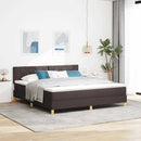 vidaXL LED Box Spring Ágy fejtámlával Sötét Barna 180 x 200 cm szövet