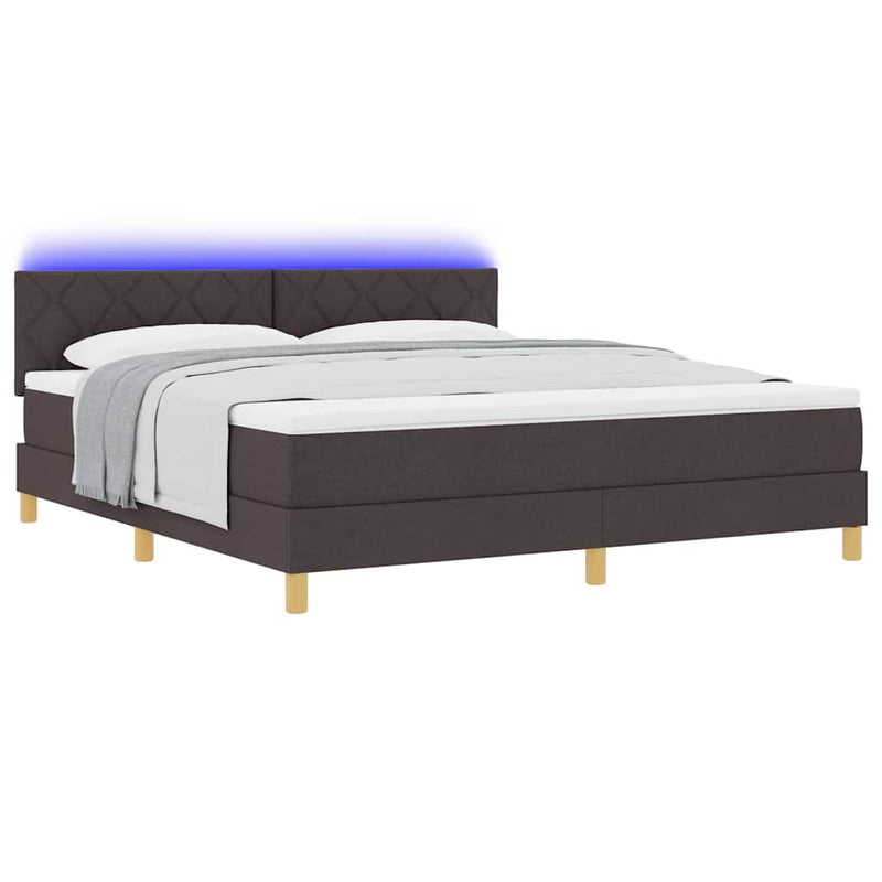 vidaXL Boxrugós ágy matracmal sötétbarna 180 x 200 cm szövet